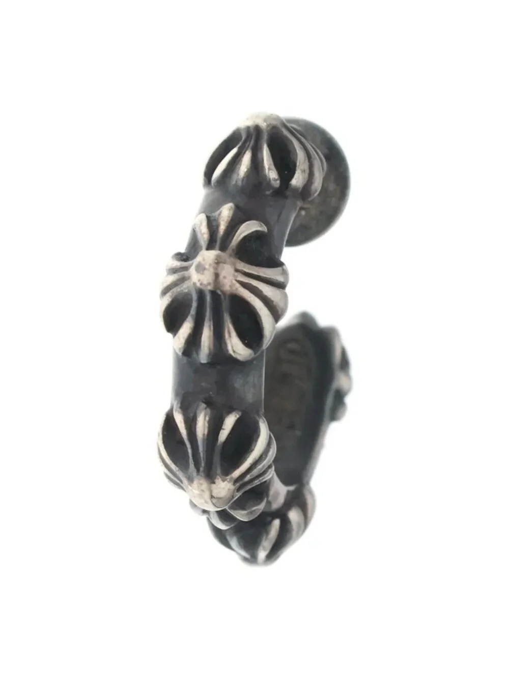 Chrome Hearts Hoop Cross Band Earrings Silver